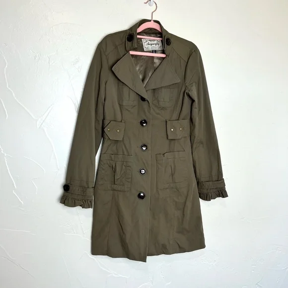 Women’s olive green tan Trench Coat - Picture 10 of 14